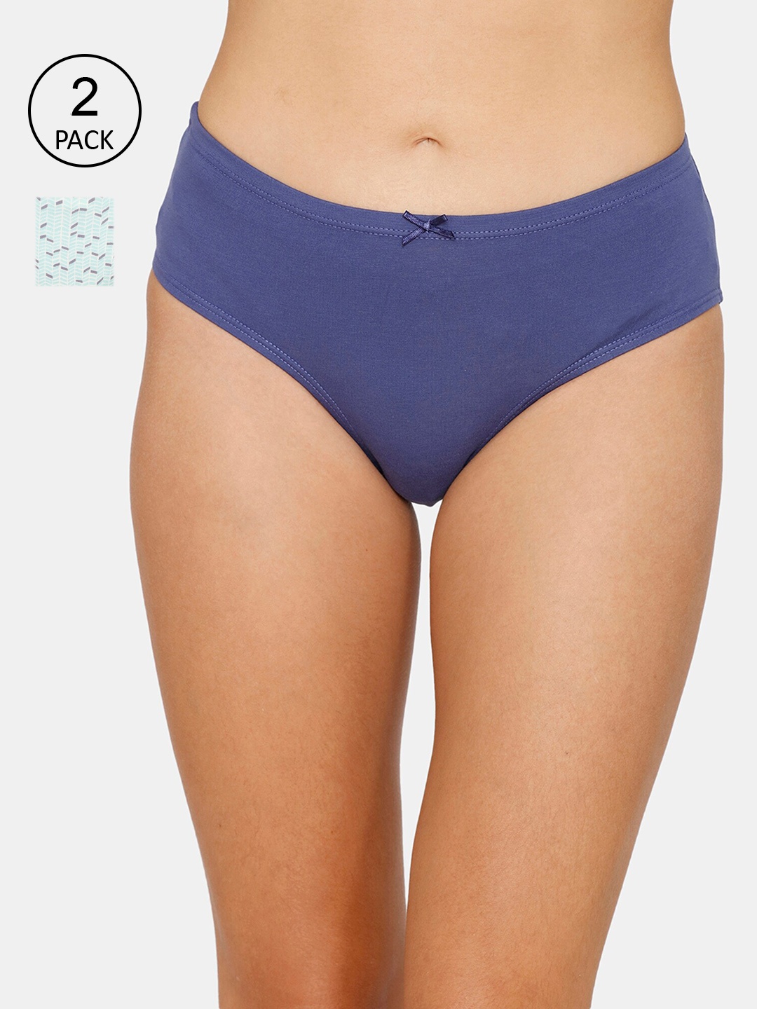 

Zivame Women Navy Blue & Blue Pack Of 2 Hipster Briefs ZI2681FASHHSAST