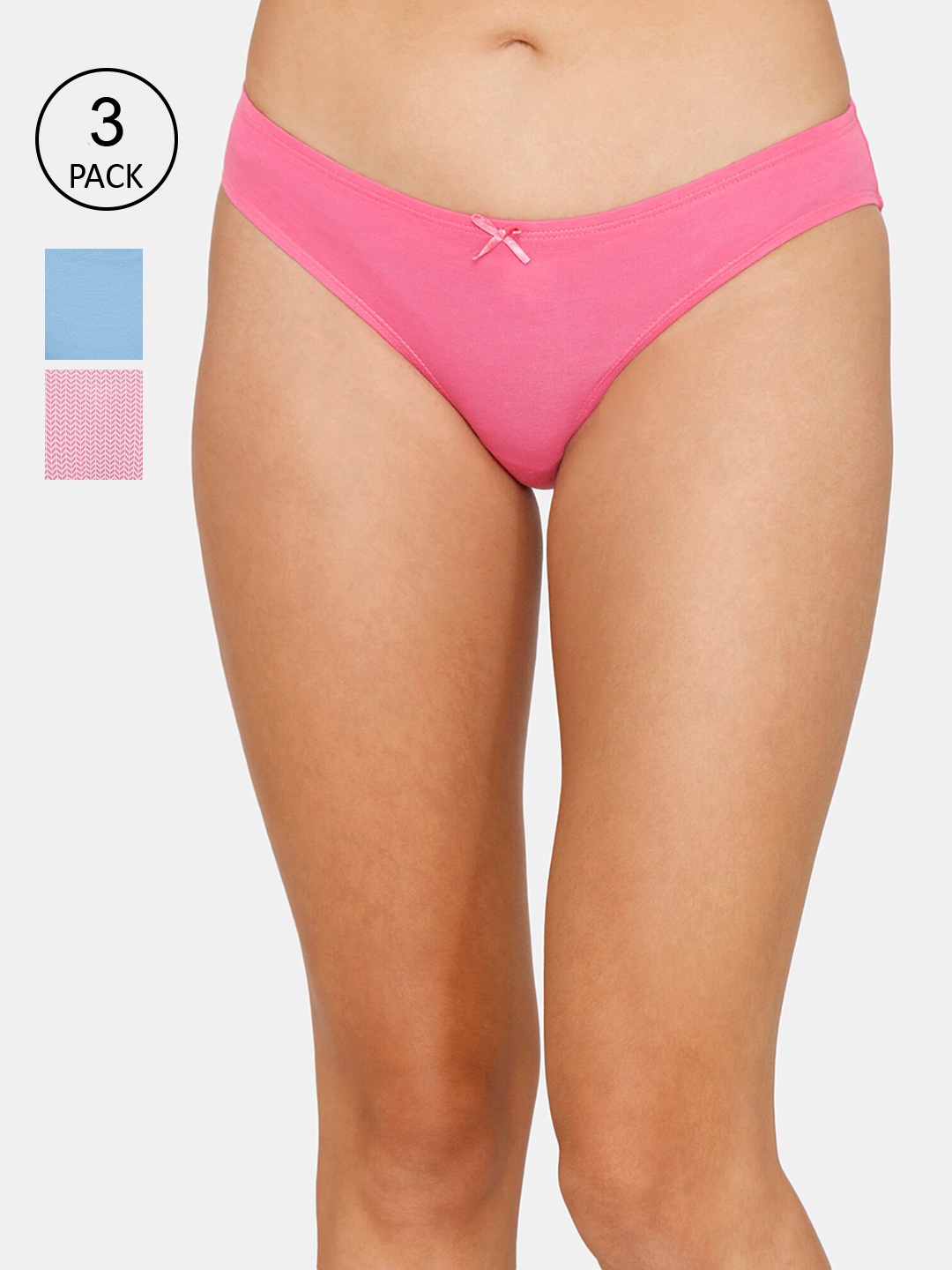 

Zivame Women Pack Of 3 Assorted Bikini Briefs ZI2576FASHCPINK