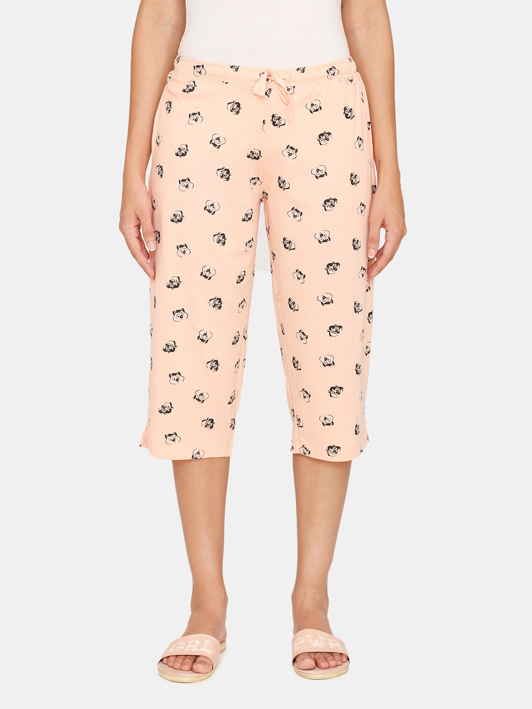 

Zivame Women Orange & Black Printed Lounge Capris