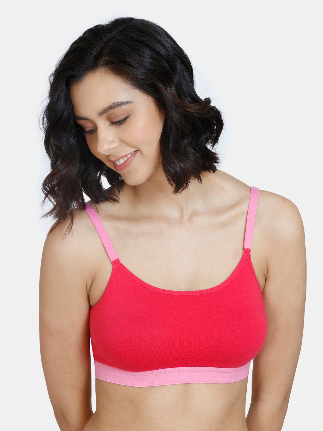 

Zivame Red & Pink Non Padded Non Wired Bralette Bra