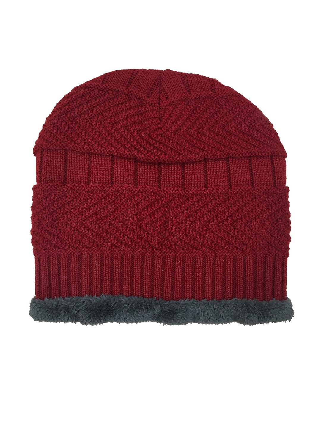 

Gajraj Unisex Red & Grey Beanie