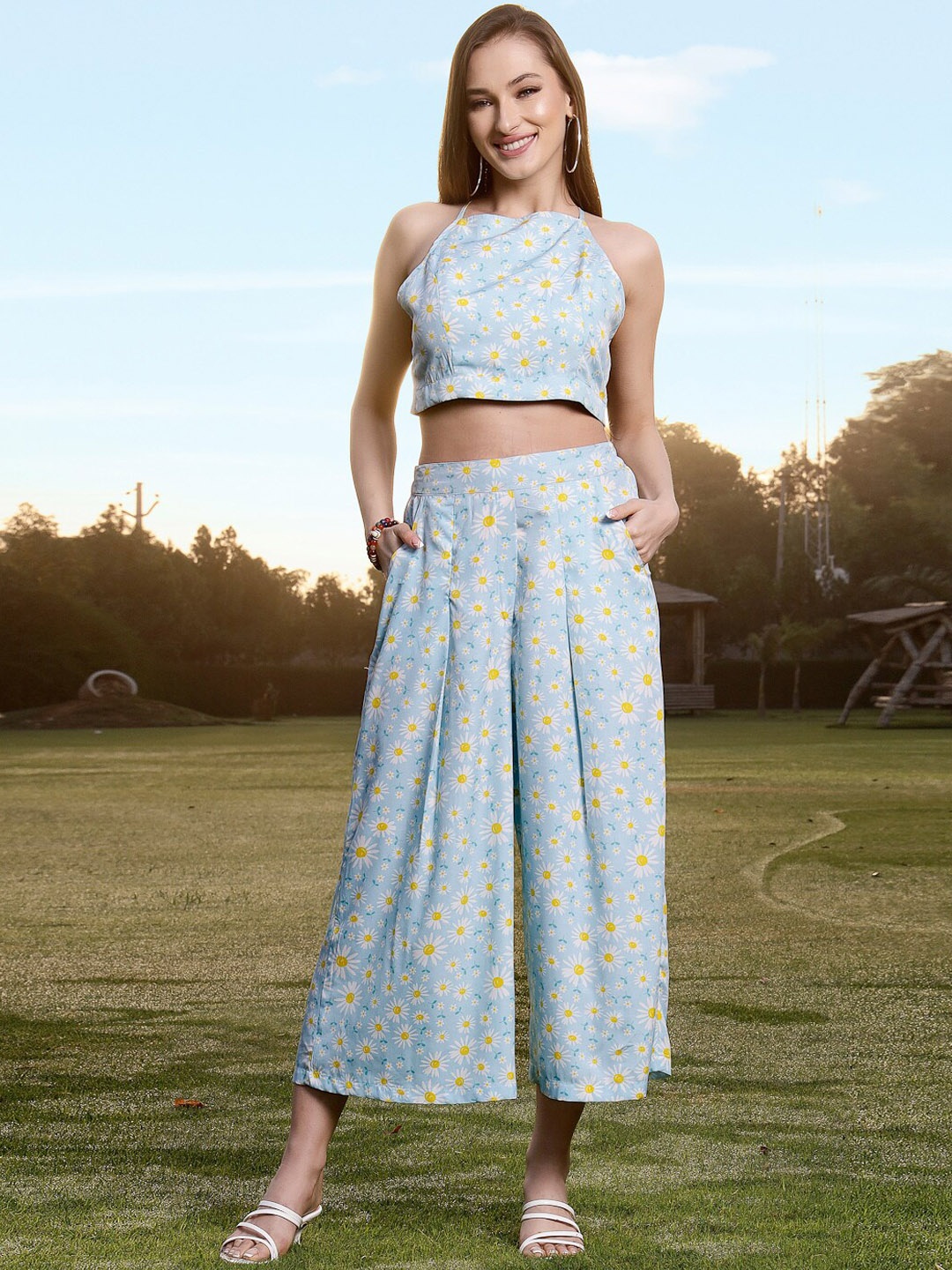 

Sera Blue Floral Printed Co-Ords Set