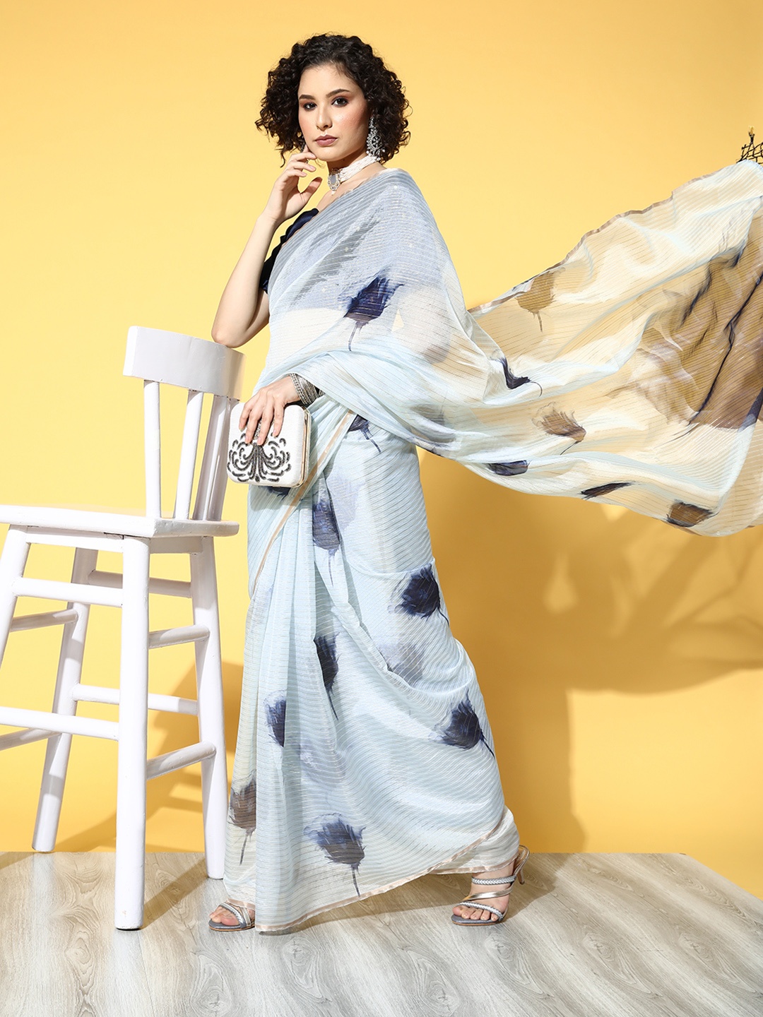 

Mitera Blue Floral Saree