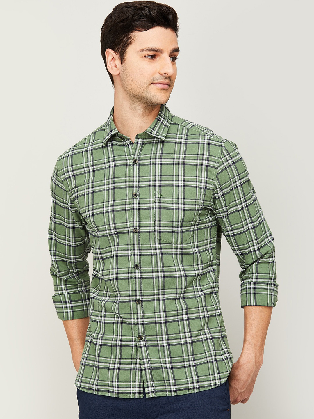 

CODE by Lifestyle Men Green Standard Tartan Checks Casual Shirt