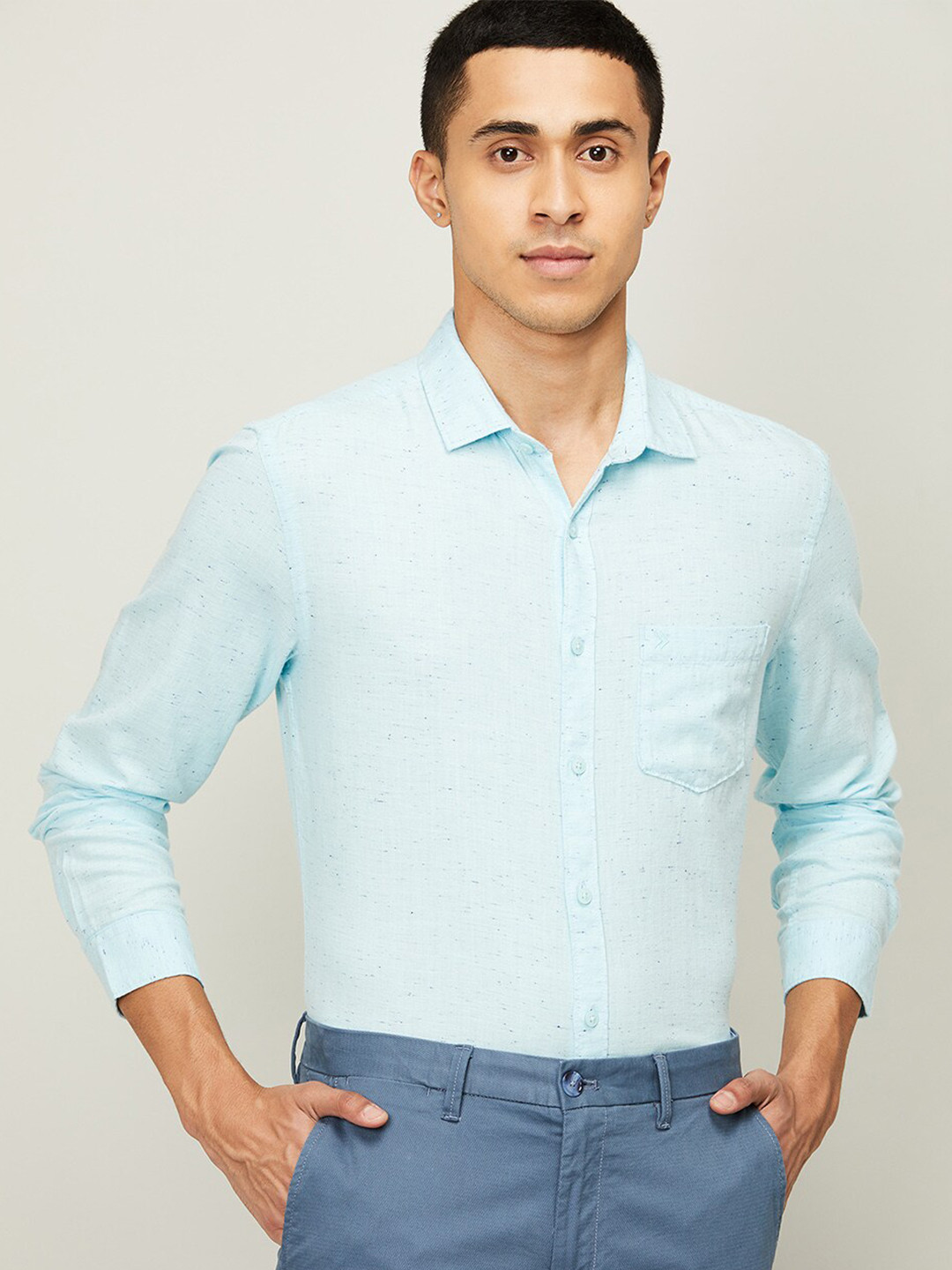 

CODE by Lifestyle Men Aqua Blue Standard Casual Shirt