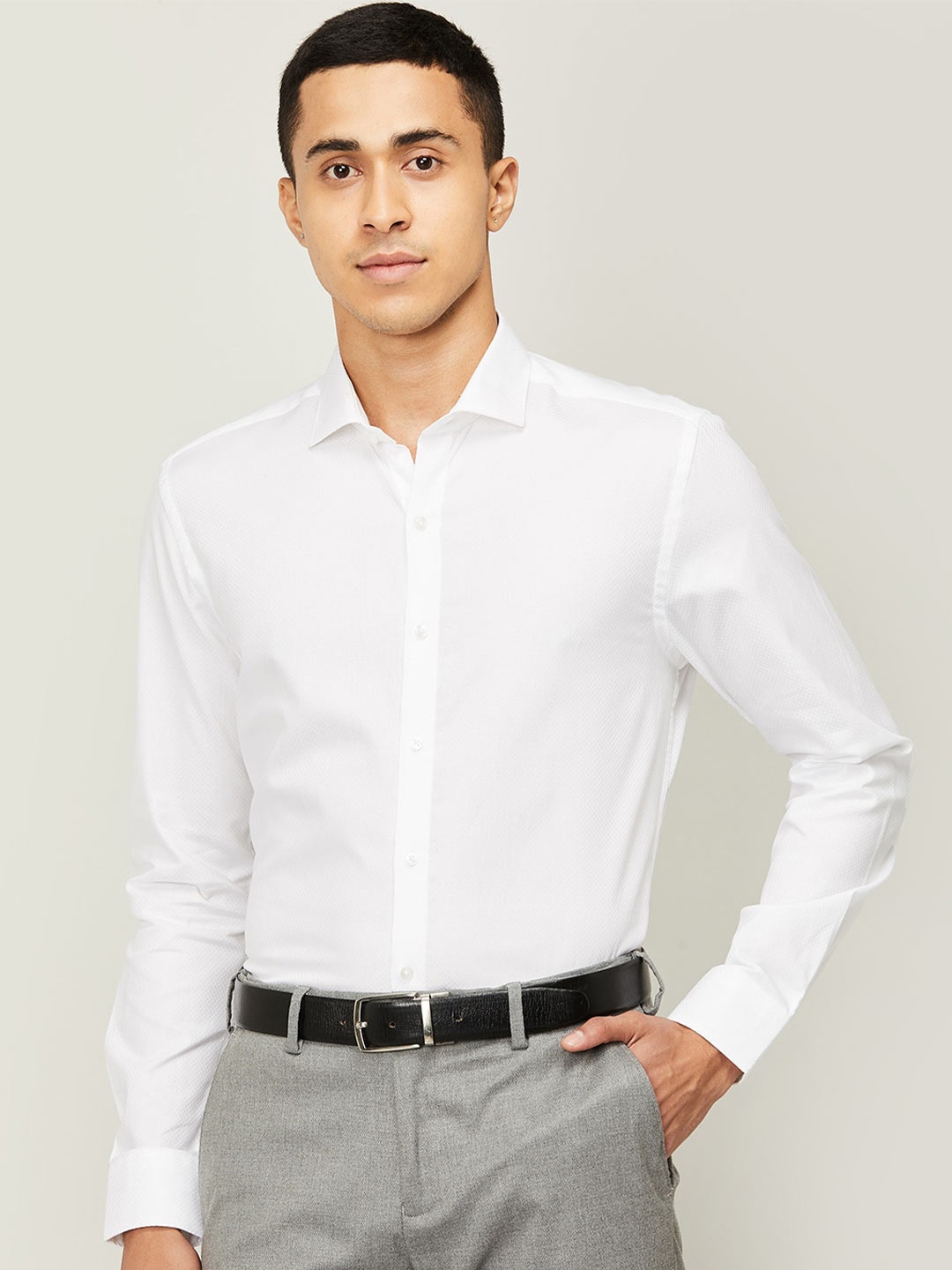 

CODE by Lifestyle Men White Standard Semiformal Shirt