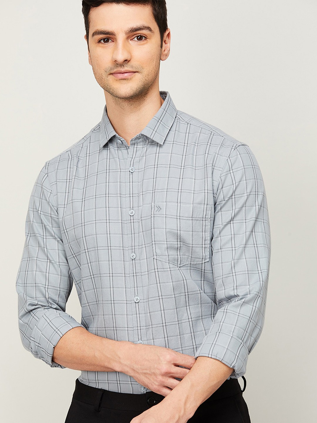 

CODE by Lifestyle Men Grey Standard Checked Casual Shirt