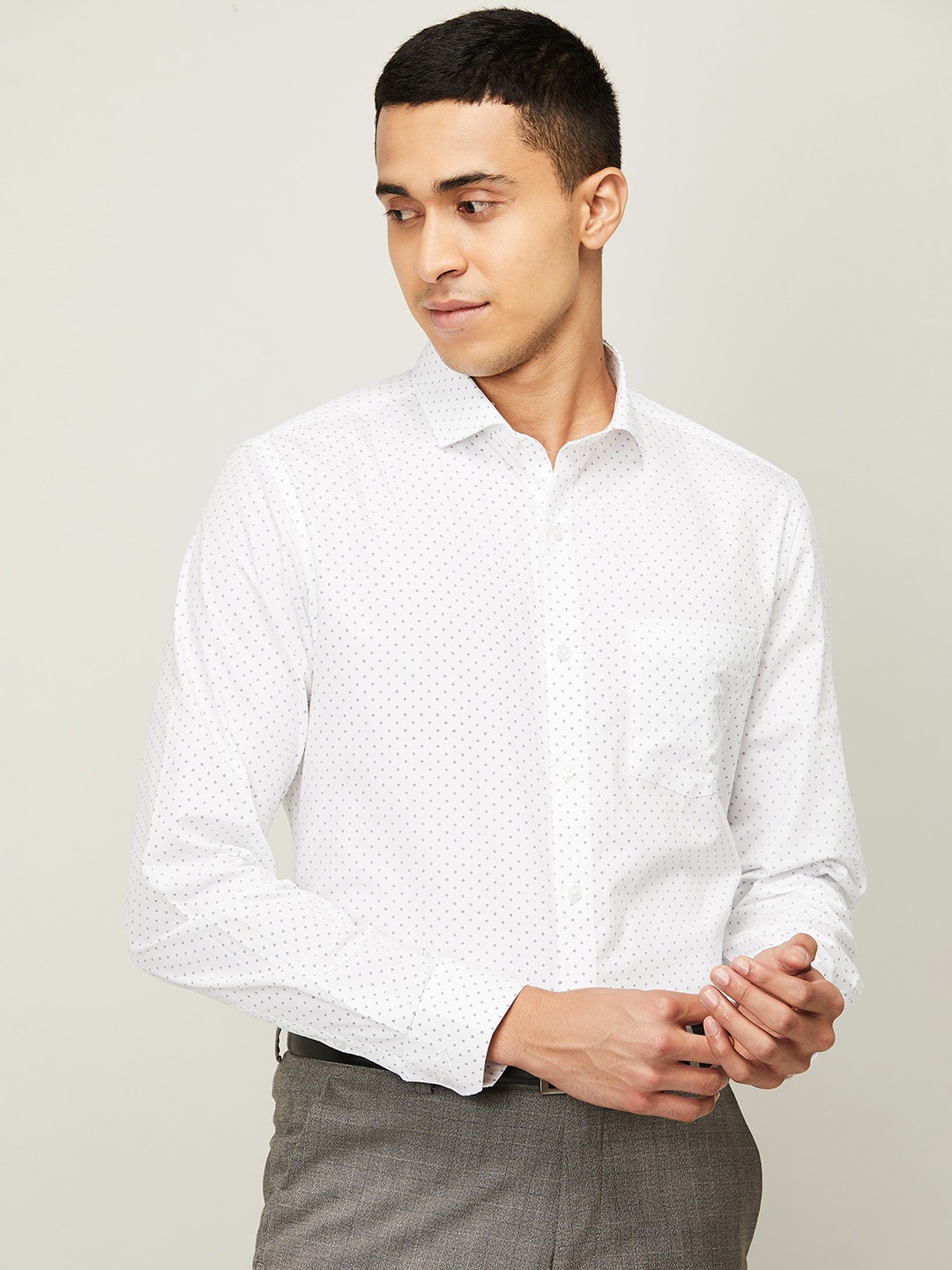 

CODE by Lifestyle Men White Standard Printed Semiformal Shirt