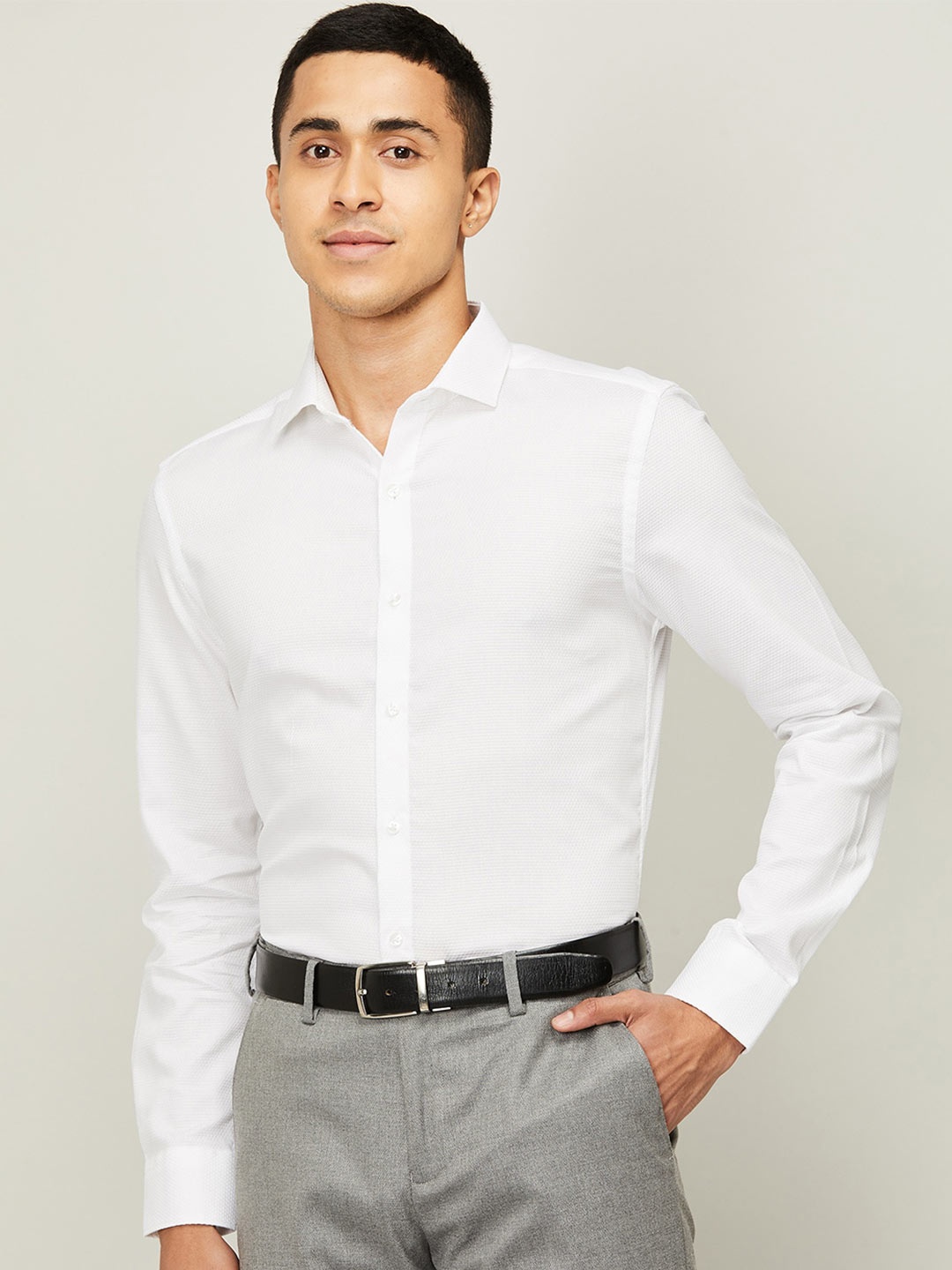 

CODE by Lifestyle Men White Standard Semiformal Shirt