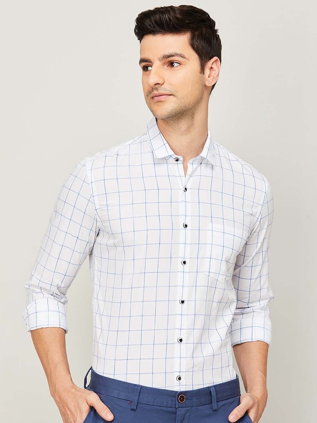 

CODE by Lifestyle Men White Standard Checked Casual Shirt