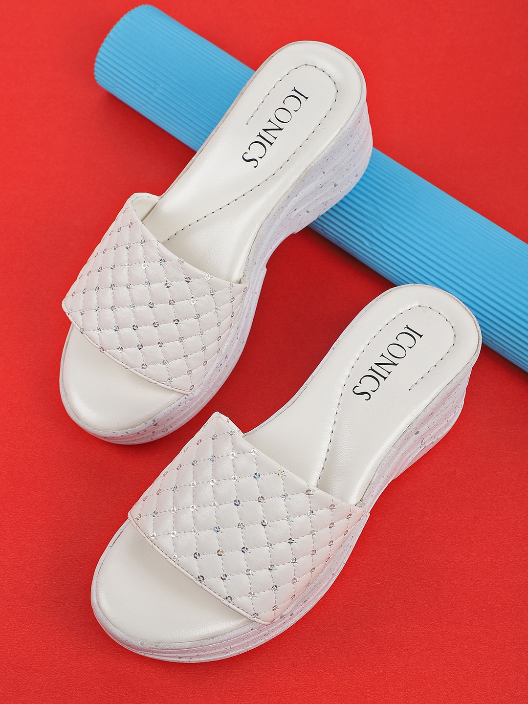 

ICONICS women's White Wedge Sandals