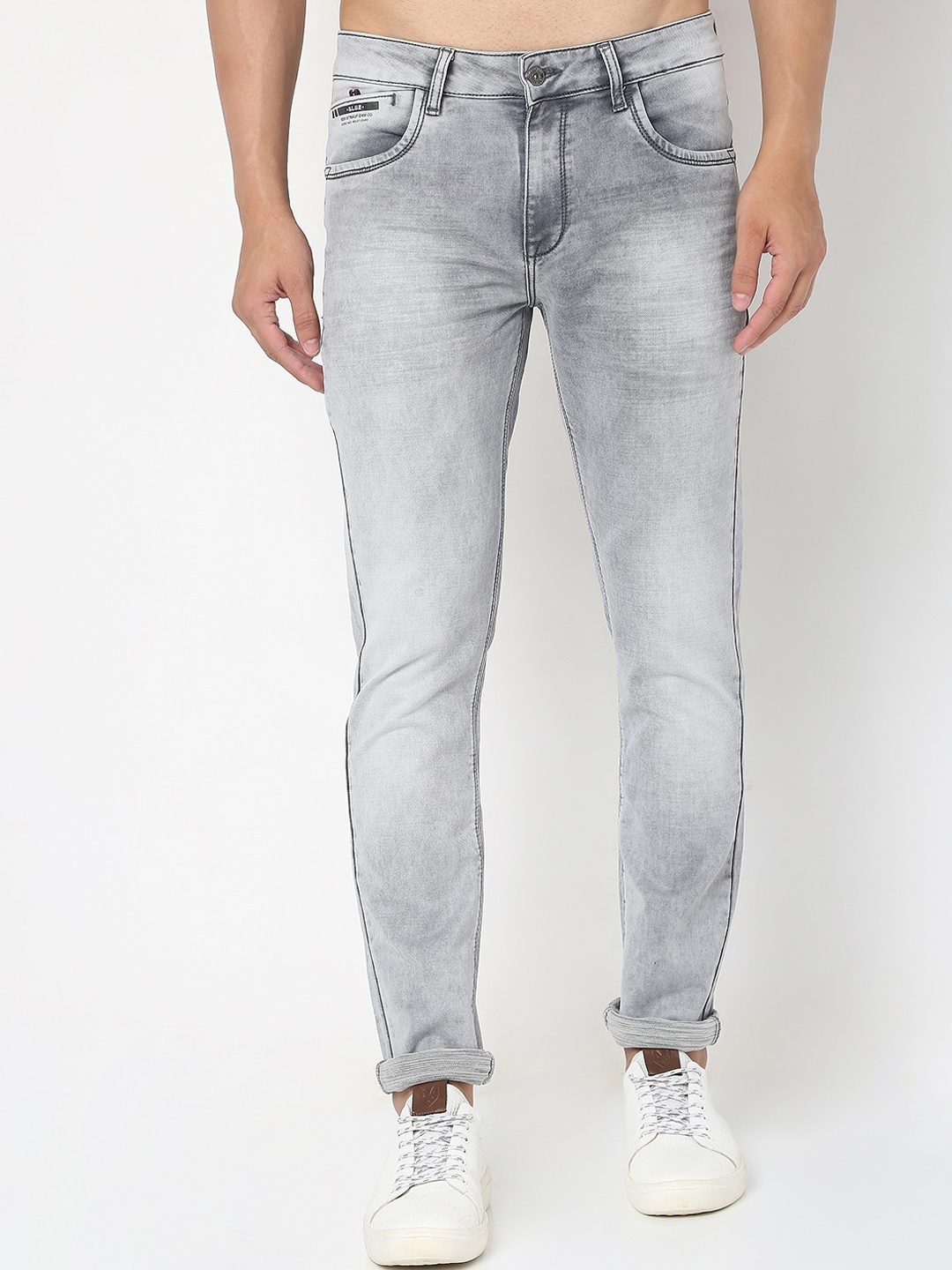

Rex Straut Jeans Men Grey Smart Slim Fit Heavy Fade Stretchable Jeans