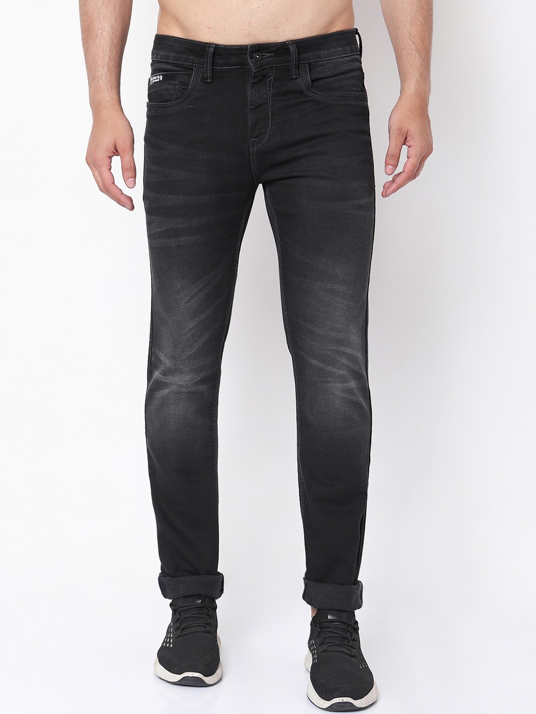 

Rex Straut Jeans Men Black Smart Slim Fit Heavy Fade Stretchable Jeans
