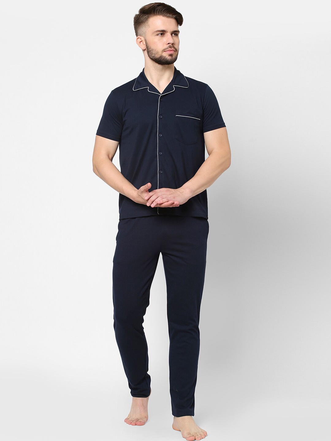 

Sweet Dreams Men Navy Blue Night suit