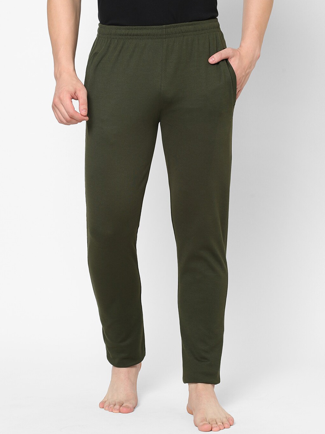 

Sweet Dreams Men Olive Green Solid Lounge Pants