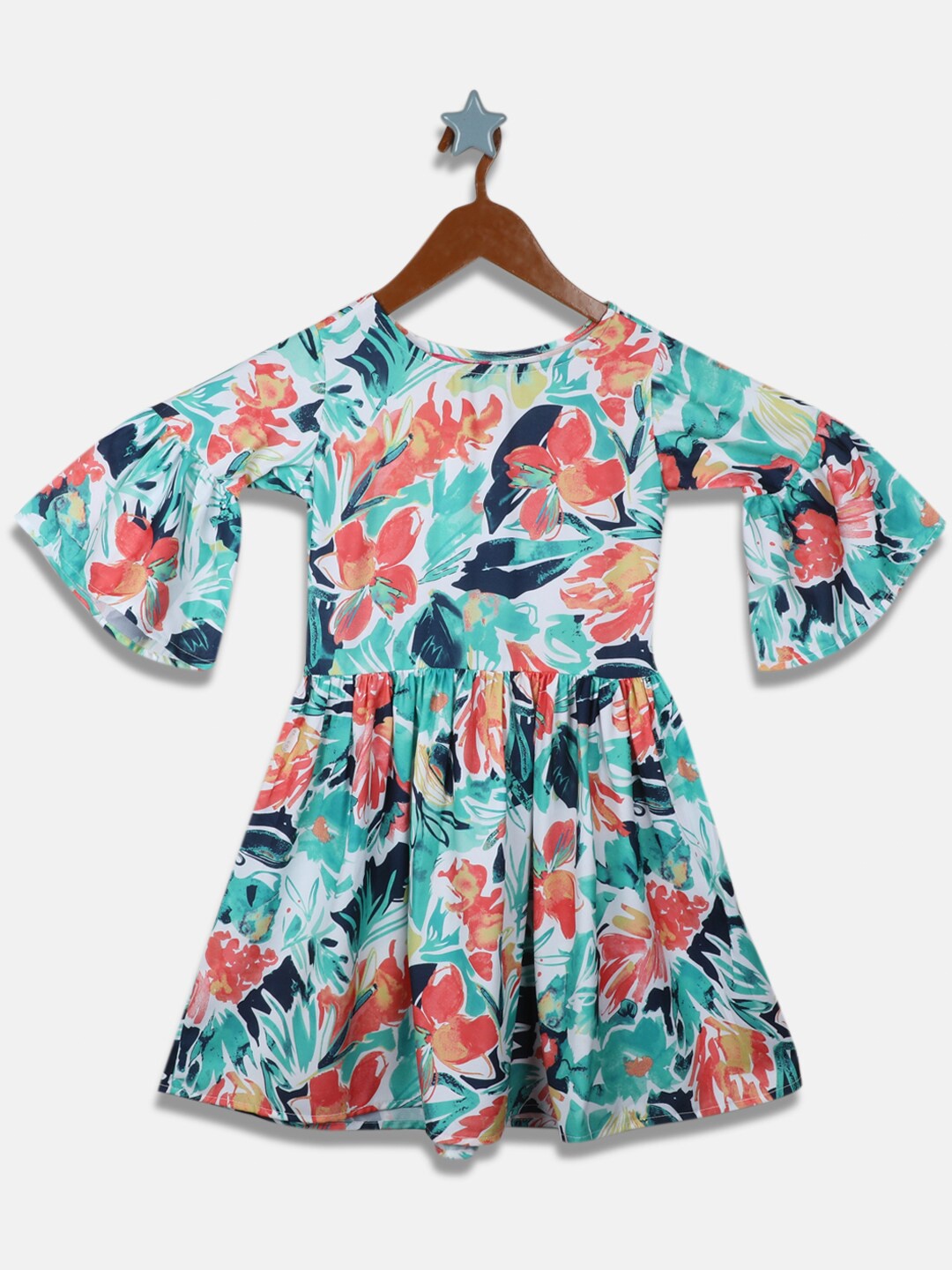

Monte Carlo girls Green & Orange Floral print Dress