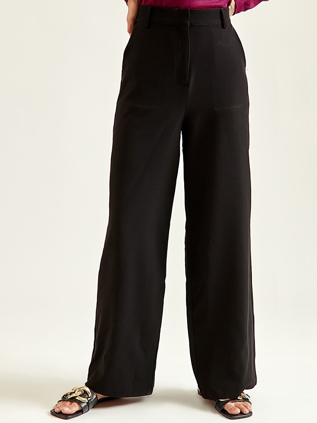 

COVER STORY Women Black Solid Parallel Trousers