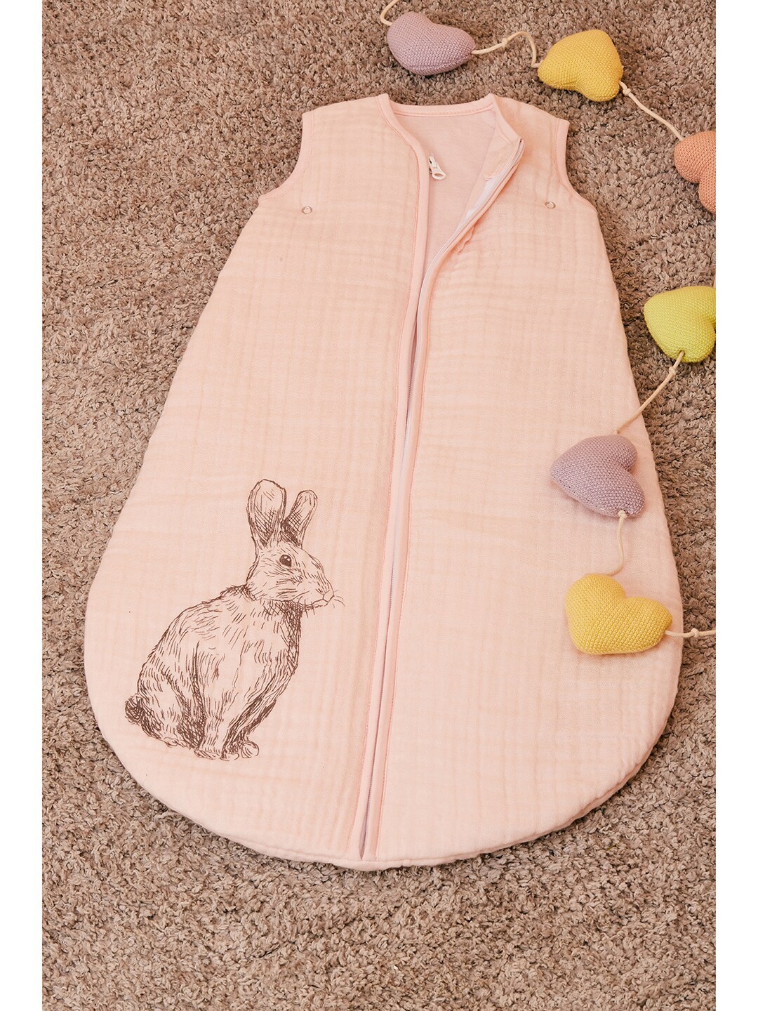 

MiArcus Kids Pink Rabbit Print Muslin Sack