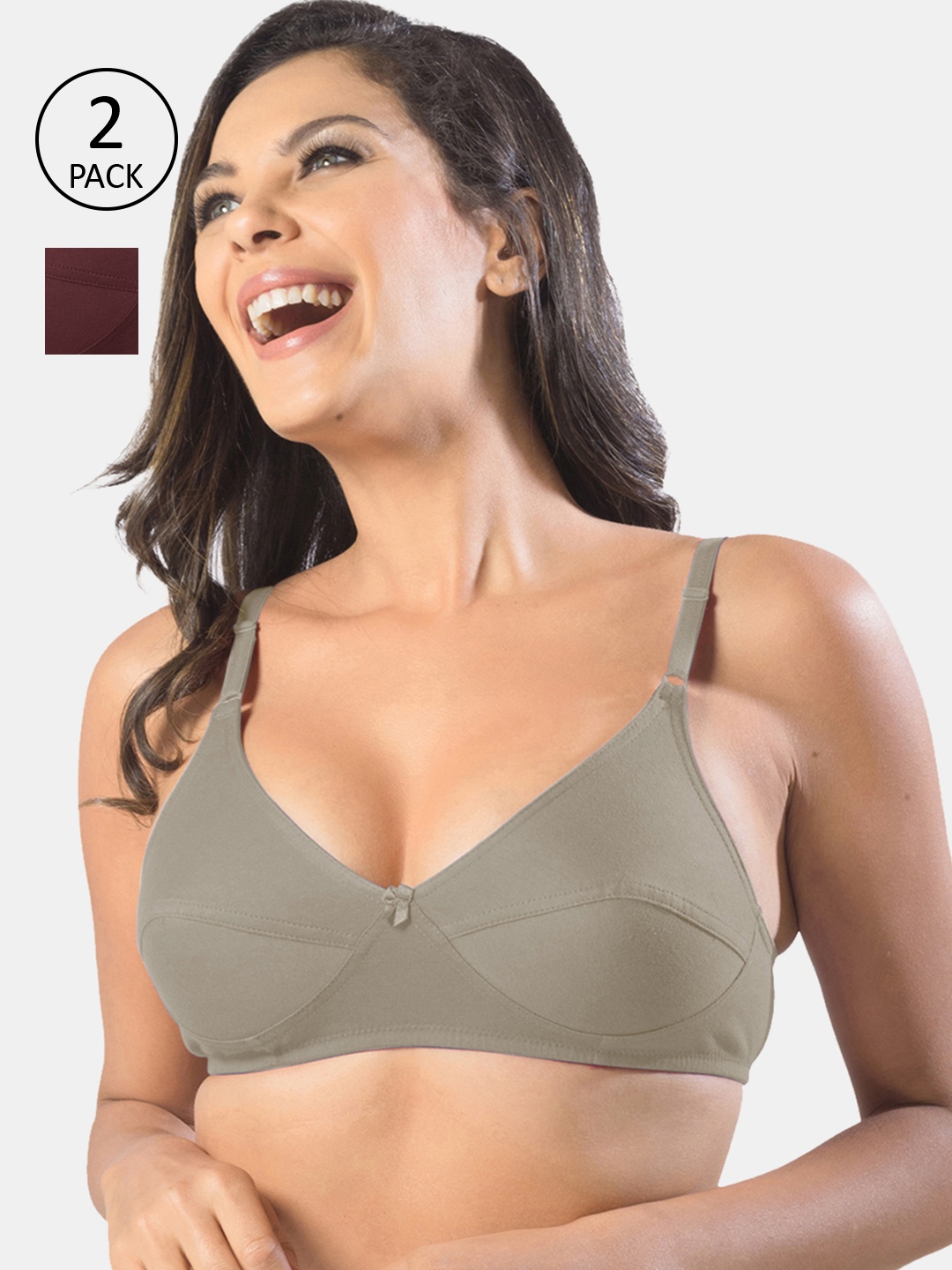 

Sonari Women Pack Of 2 Pure Cotton Bras, Grey