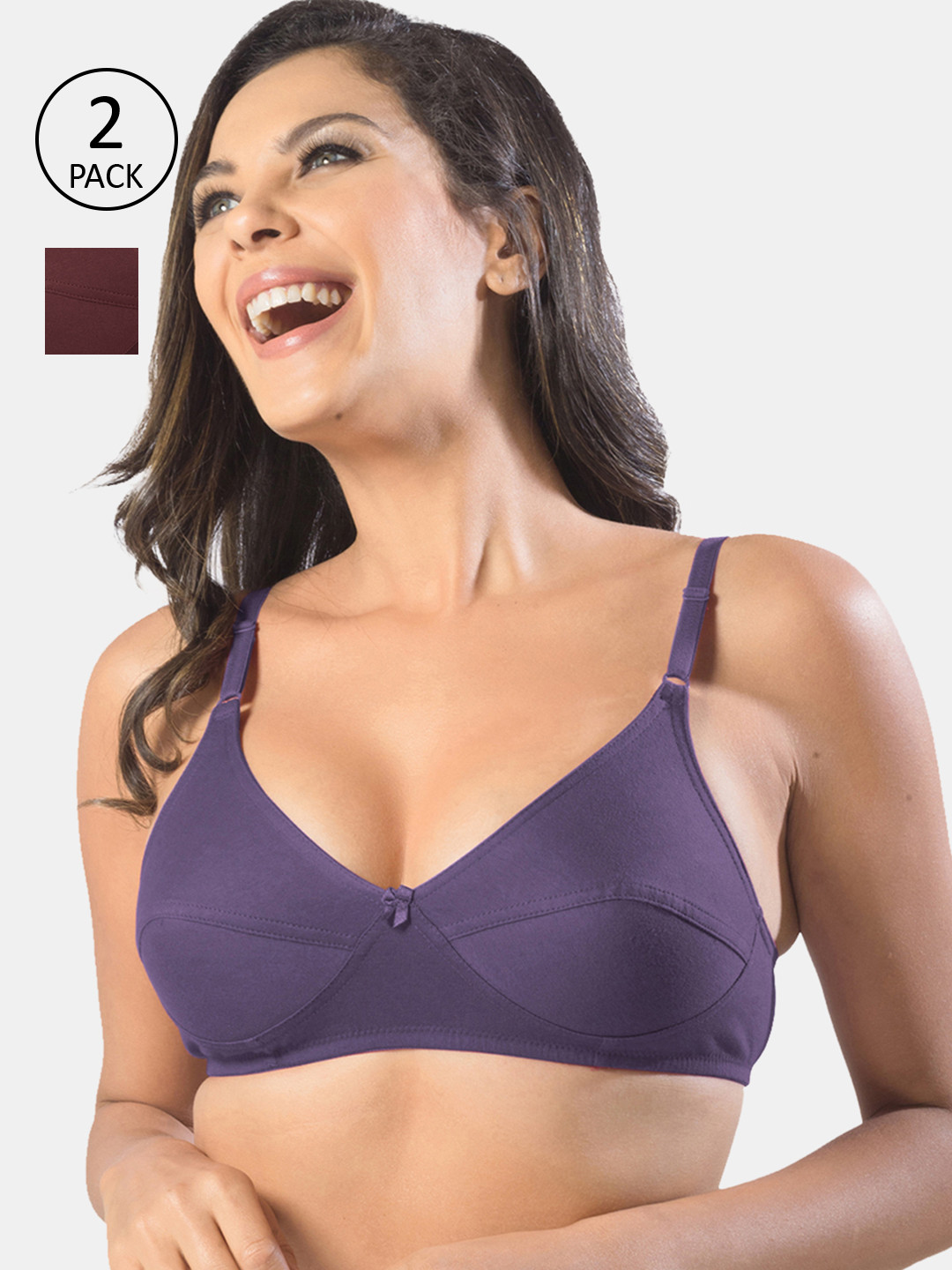 

Sonari Women Pack Of 2 Pure Cotton Bras, Maroon
