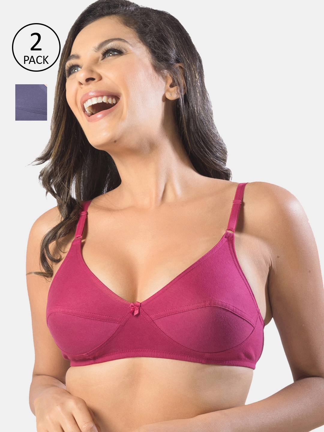 

Sonari Navy Blue & Magenta Set Of 2 Non-Padded Non-Wired Bra