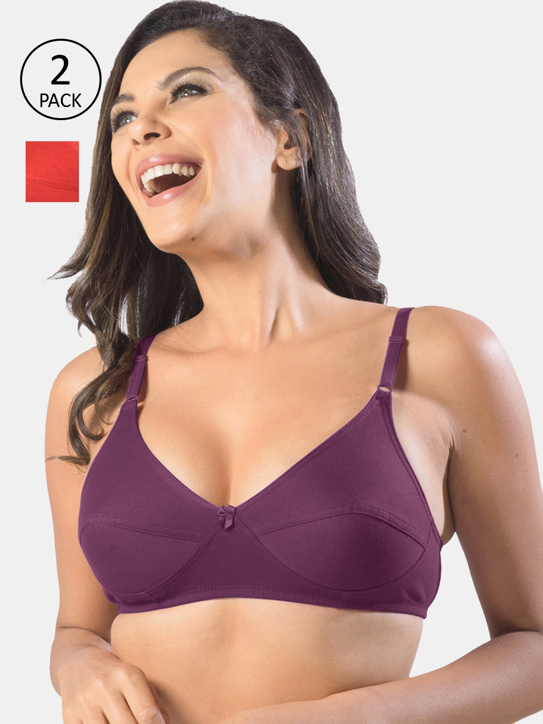 

Sonari Women Pack Of 2 Pure Cotton Bras, Purple