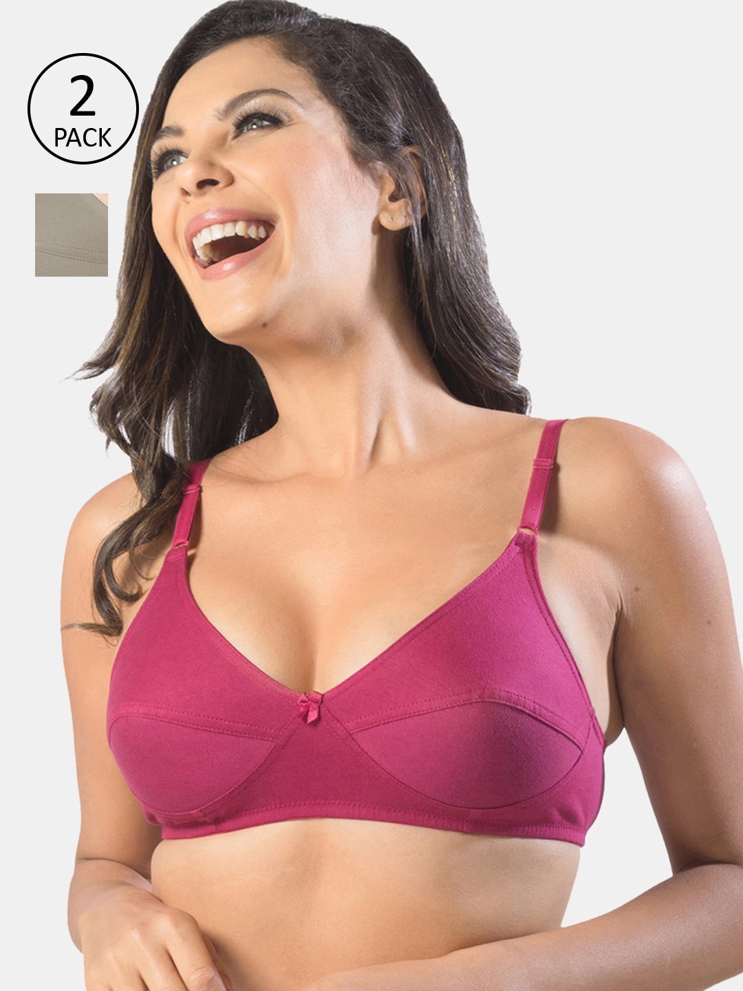 

Sonari Purple & Grey Pack of 2 Non Padded Non Wired Everyday Bra