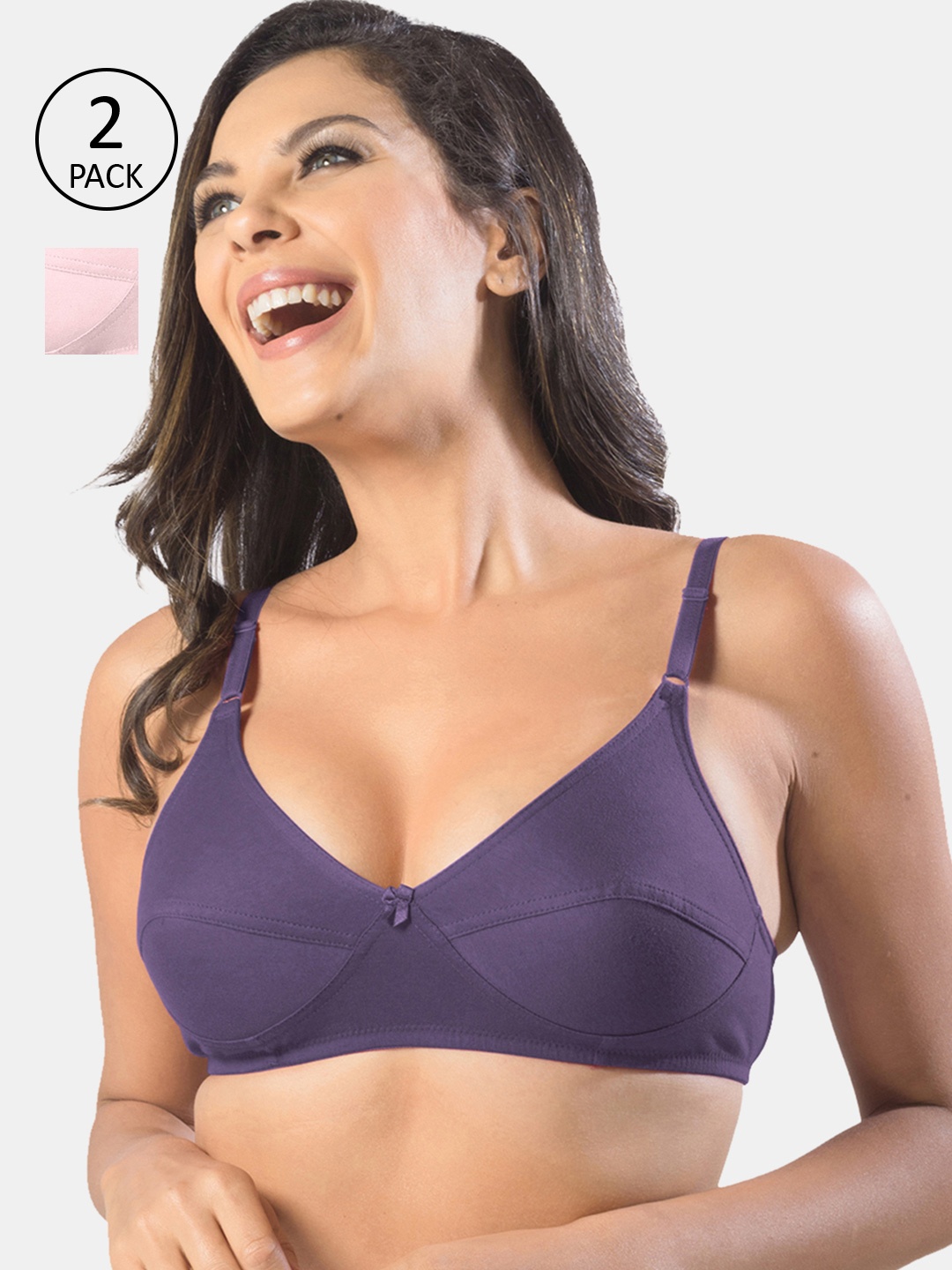 

Sonari Pink & Violet Set Of 2 Non Padded Everyday Pure Cotton Bra