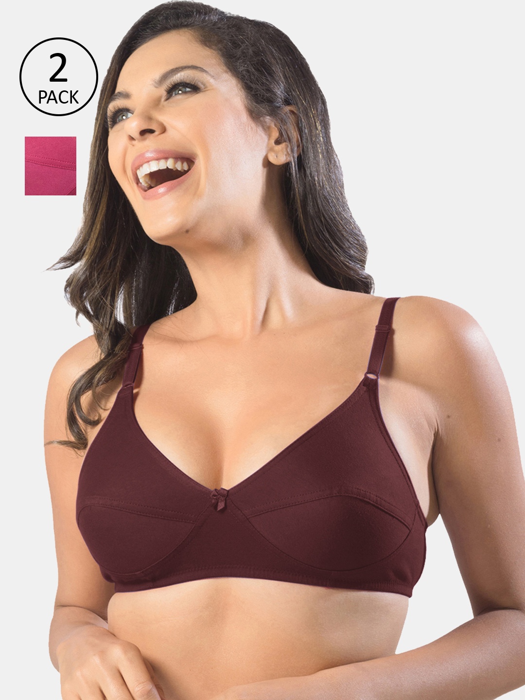 

Sonari Burgundy & Magenta Pack of 2 Non Padded Non Wired Everyday Bra