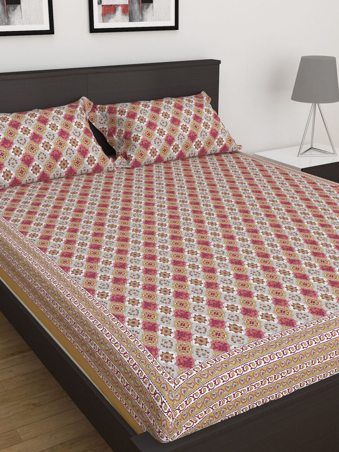 

Home Centre 3Pc India Inspired Red Cotton King Bedsheet Set