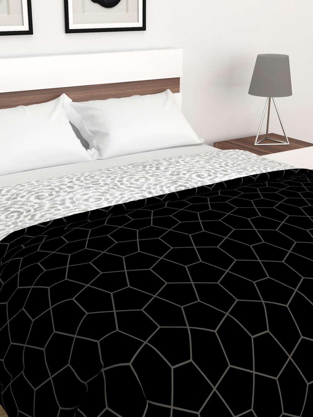 

Home Centre White & Grey Geometric AC Room Double Bed Comforter