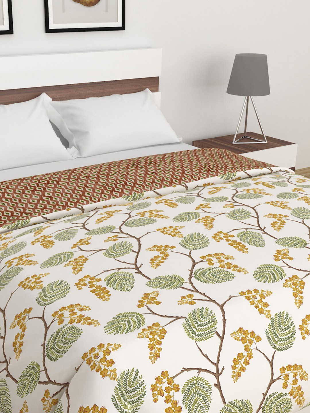 

Home Centre Brown & Green Floral Mild Winter 109 GSM Double Bed Comforter