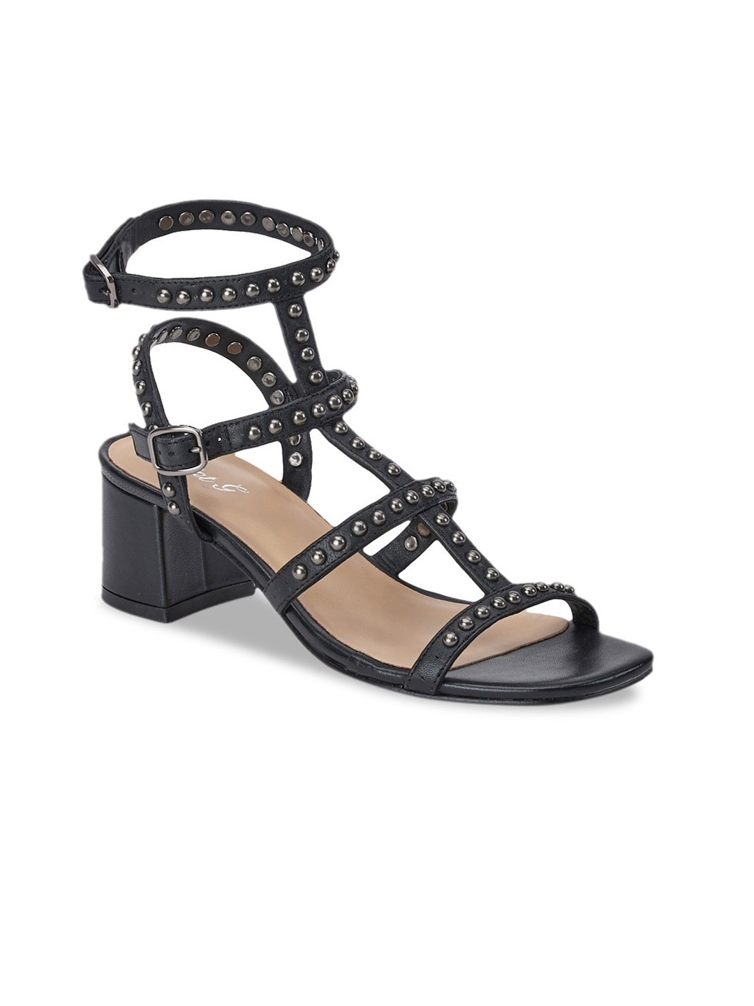 

Saint G Black Leather Block Sandals