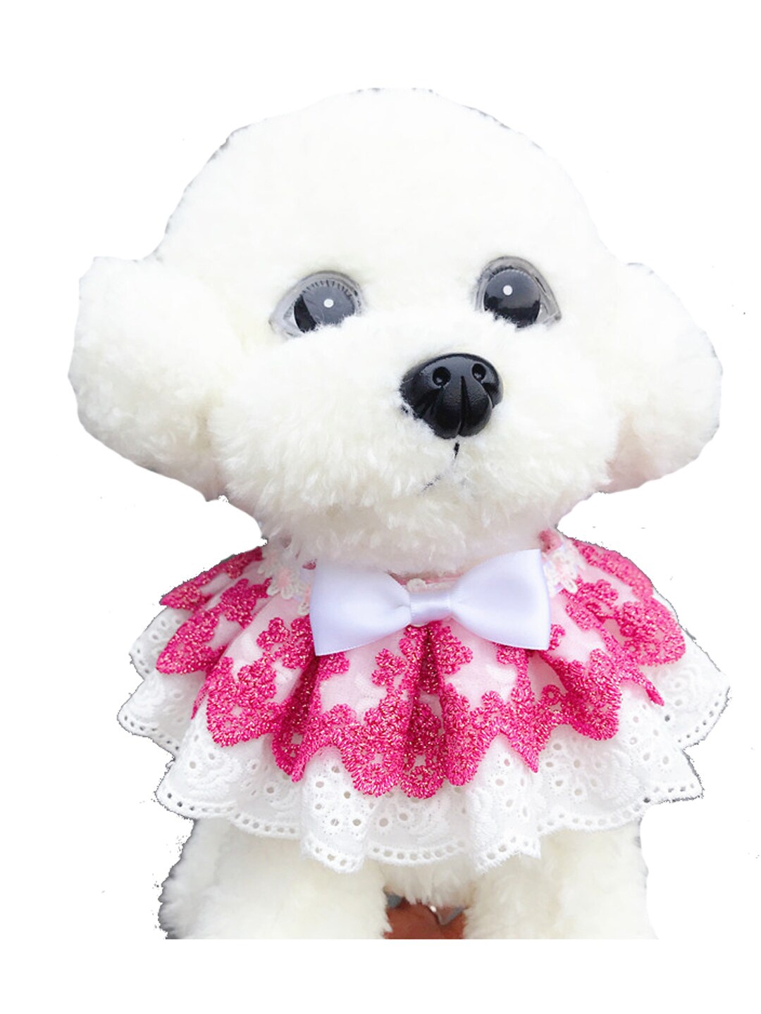 

PAWCHIE Pink Lace Self Design Collar Pet Scarf