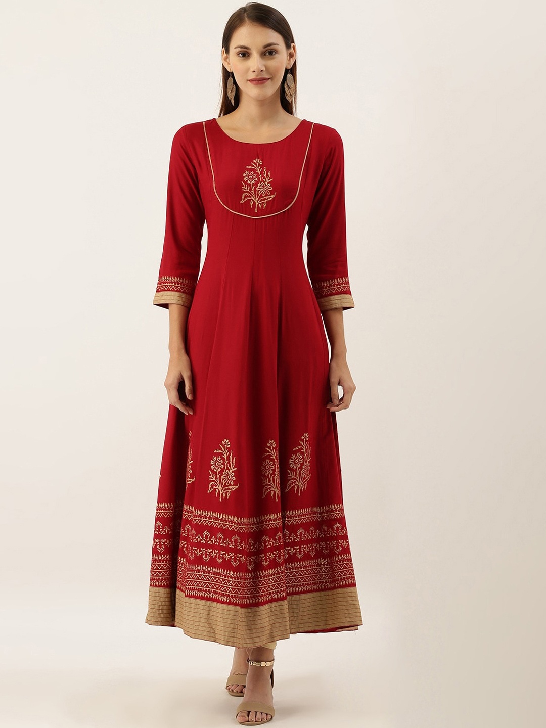 

Varanga Women Maroon Paisley Embroidered Anarkali Kurta