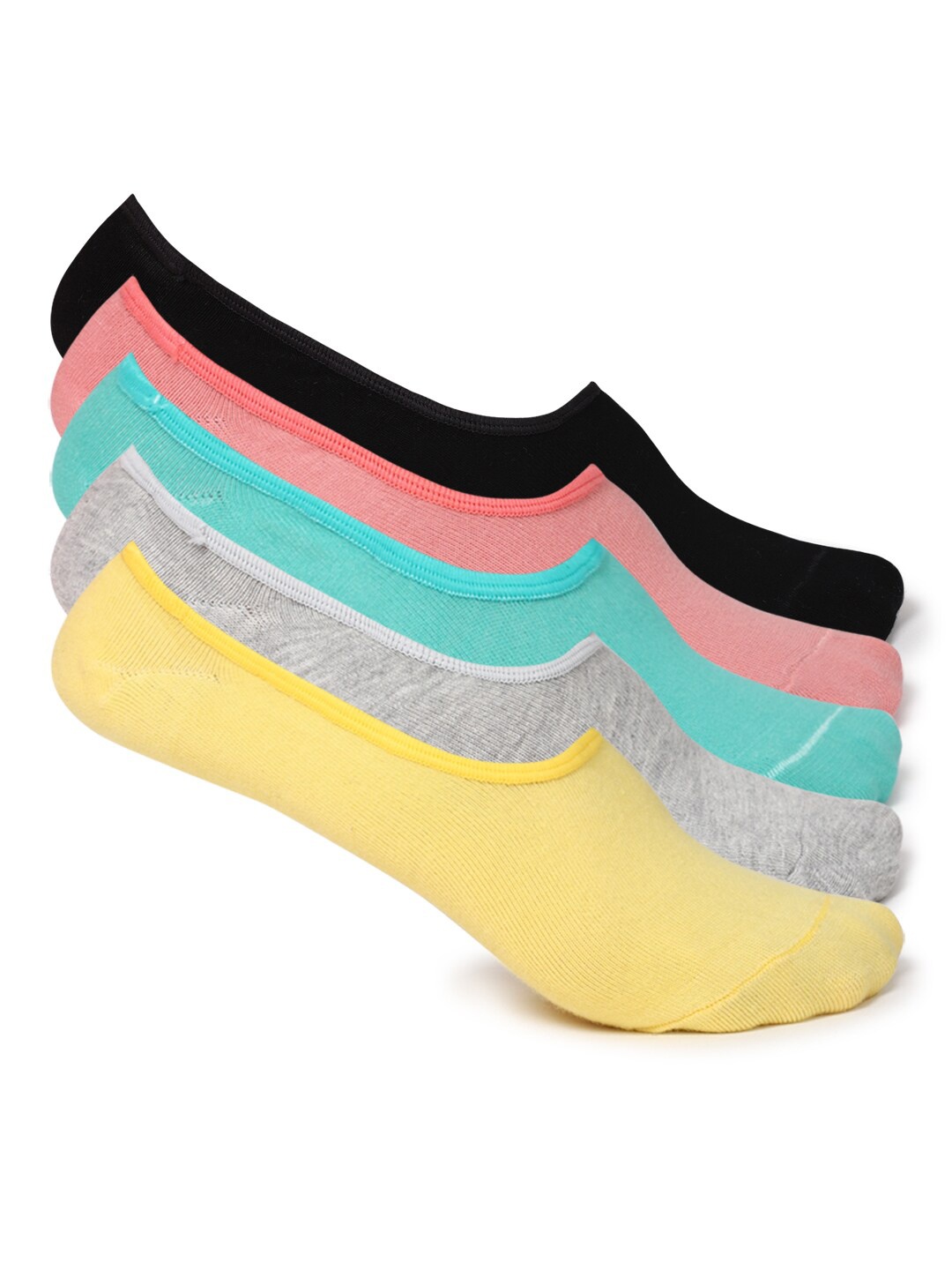 

FOREVER 21 Women Solid Shoe-Liner Socks, Yellow
