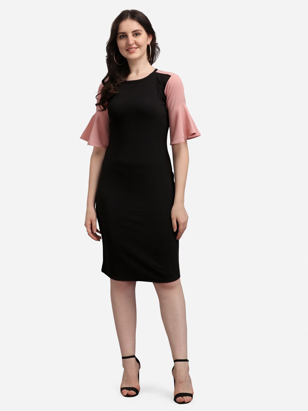 

PURVAJA women's Black & Pink Sheath Dress