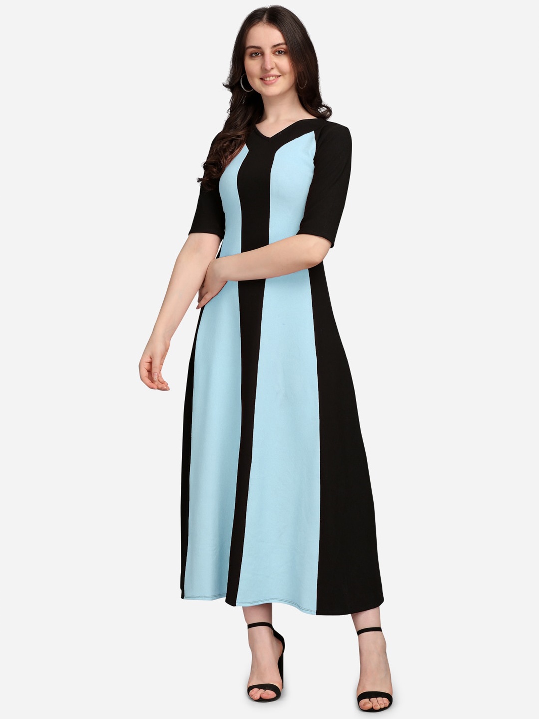 

PURVAJA Blue Colourblocked Maxi Dress