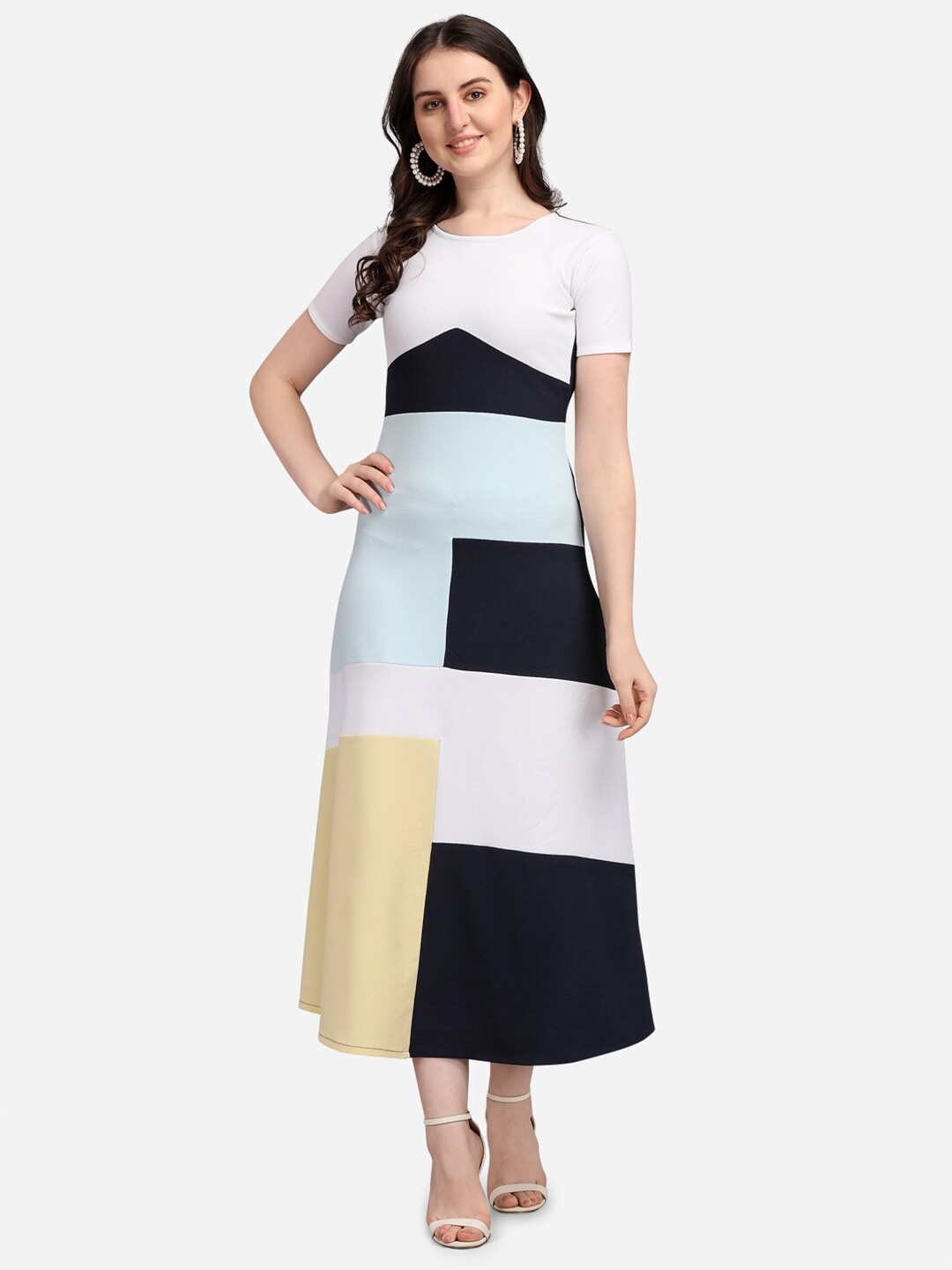 

PURVAJA Women Blue Colourblocked Maxi dress