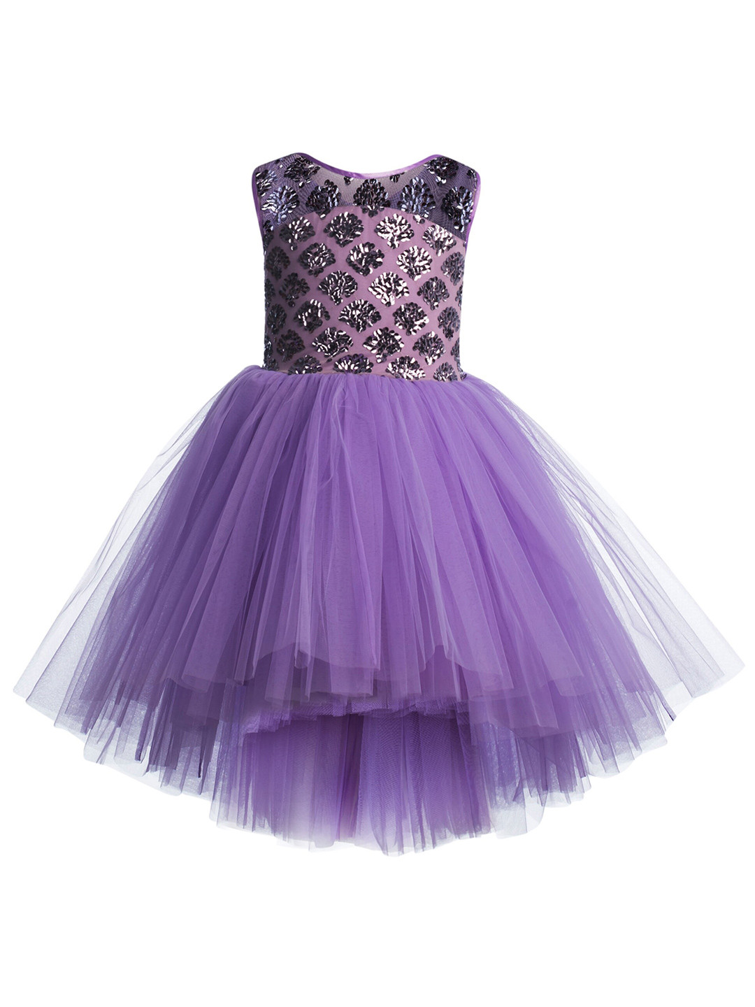 

Toy Balloon kids Girls Purple Embellished Net Empire Dress