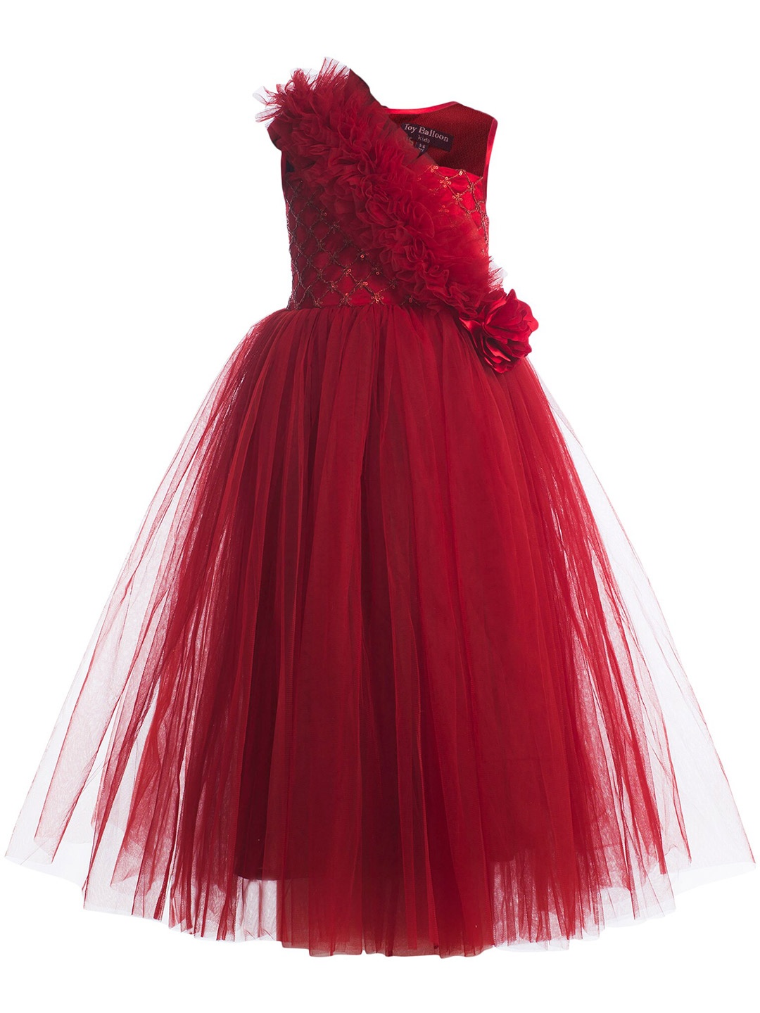 

Toy Balloon kids Maroon Layered Net Maxi Dress