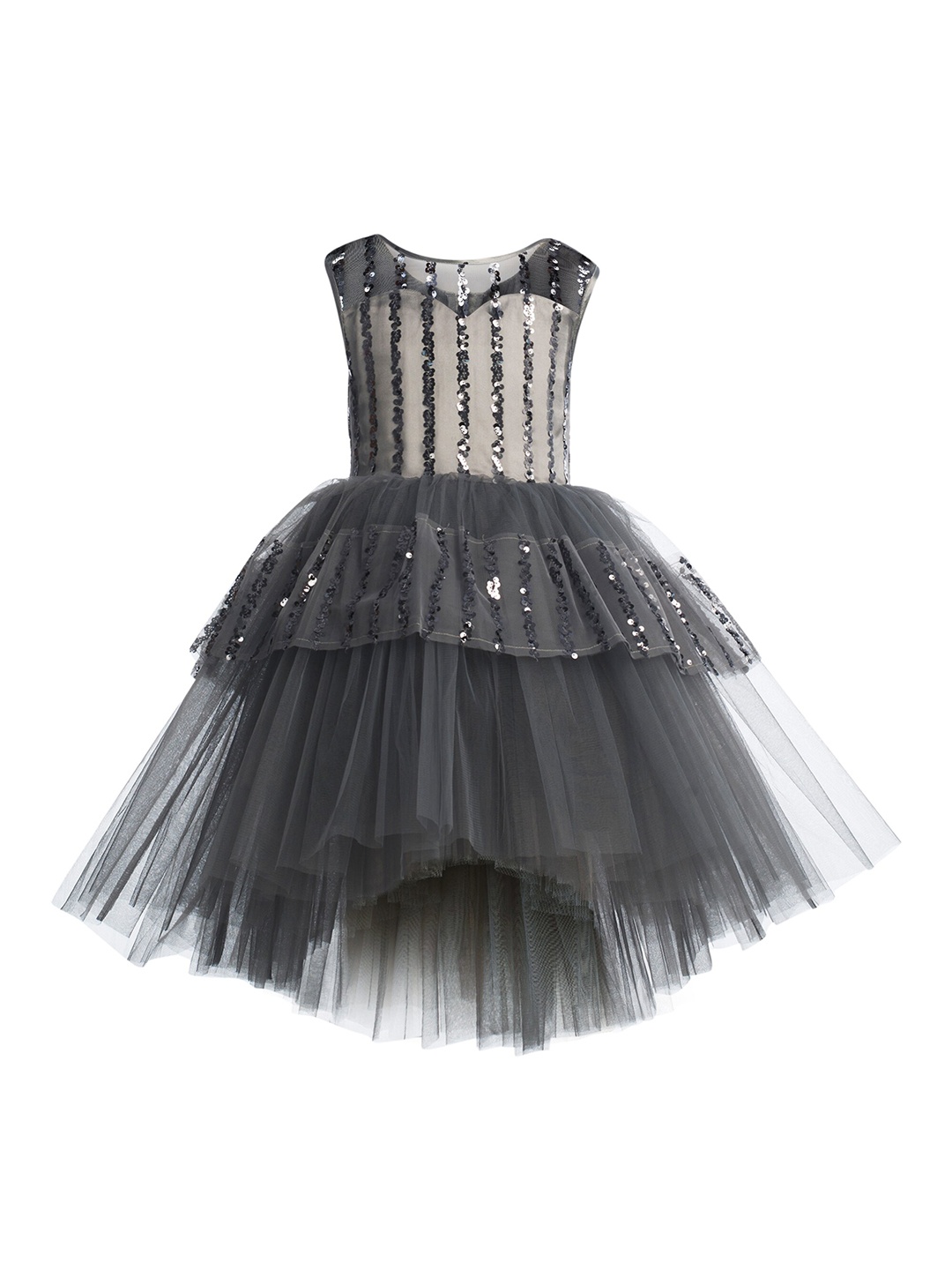 

Toy Balloon kids Grey Layered Net Dress