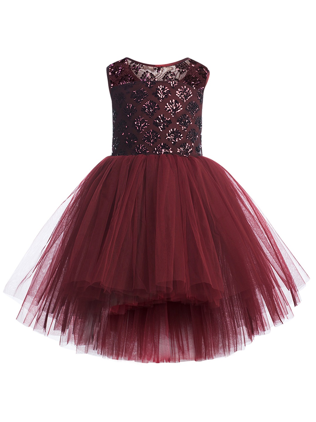 

Toy Balloon kids Maroon Sequinned Net Dress