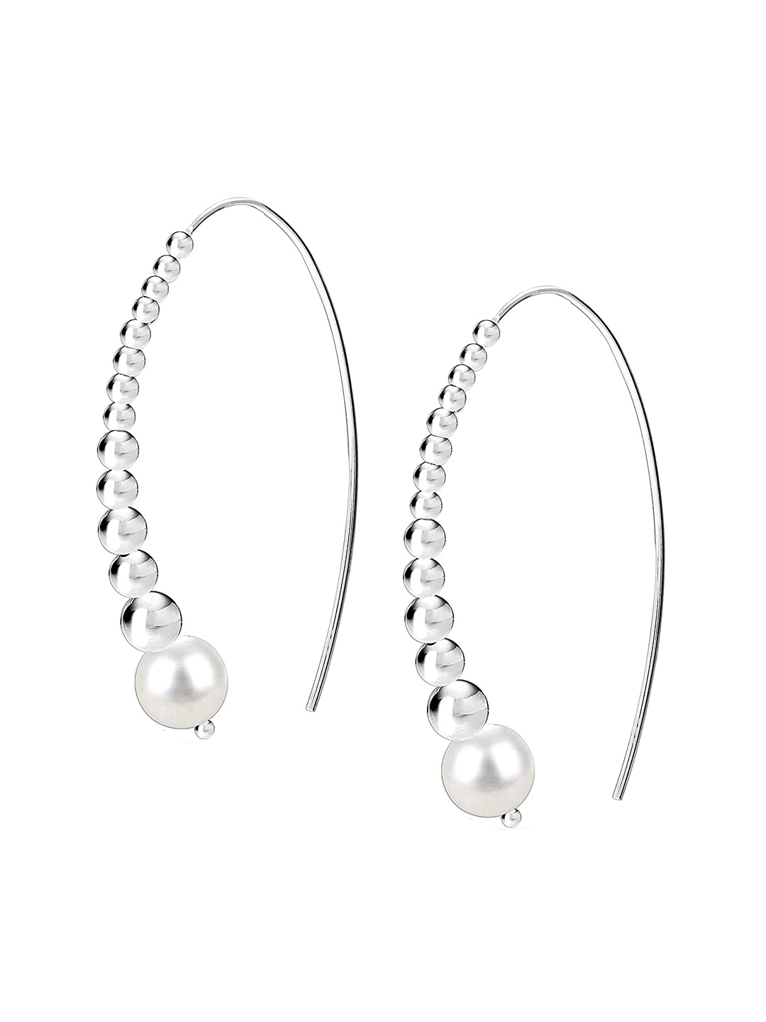 

LeCalla Silver-Toned Contemporary Half Hoop Earrings