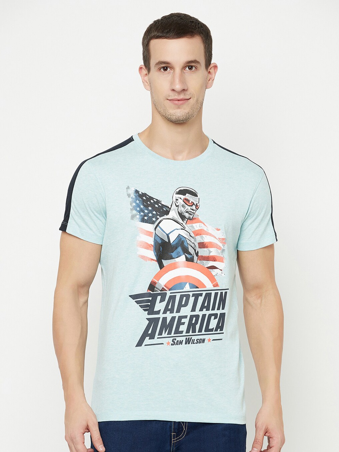 

Octave Men Blue Captain America Printed T-shirt
