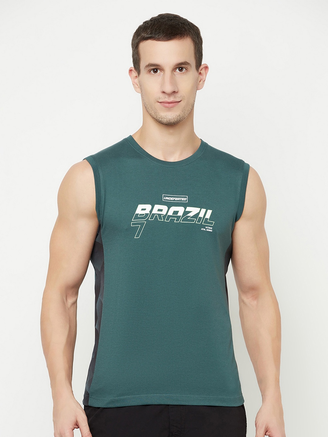 

Octave Men Green Typography Printed T-shirt