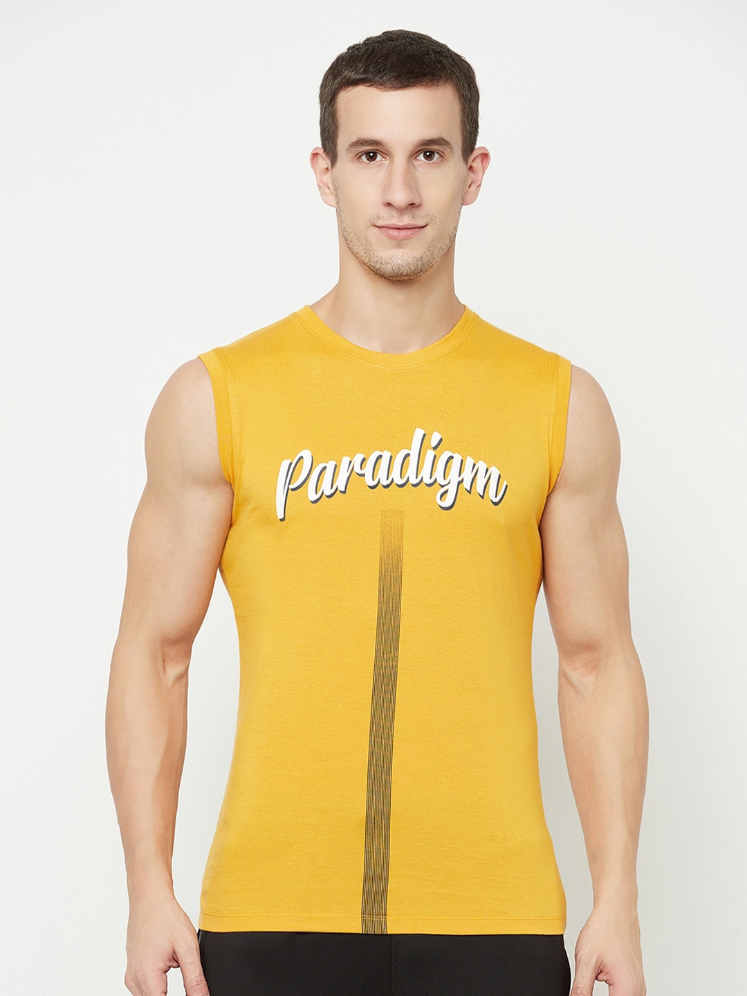 

Octave Men Yellow Printed Cotton T-shirt
