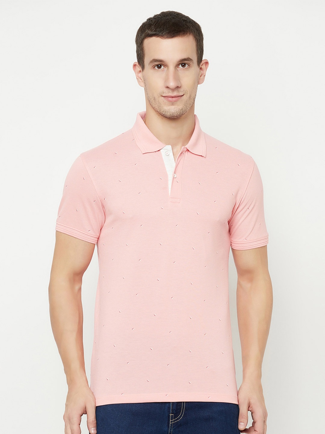 

Octave Men Pink Polo Collar T-shirt