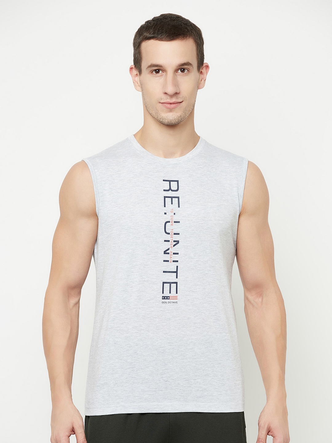 

Octave Men Grey Typography Printed T-shirt