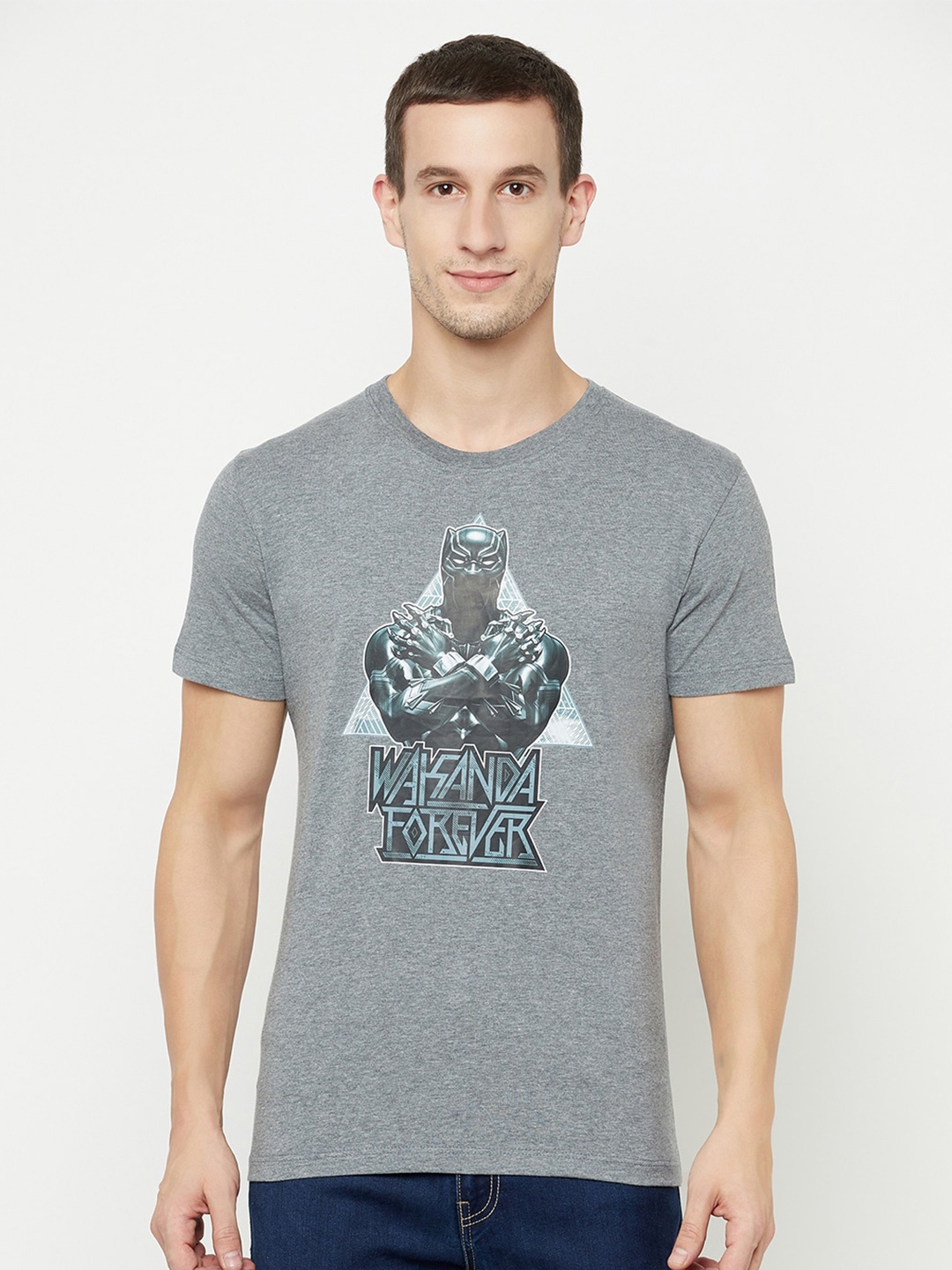 

Octave Men Grey Printed T-shirt